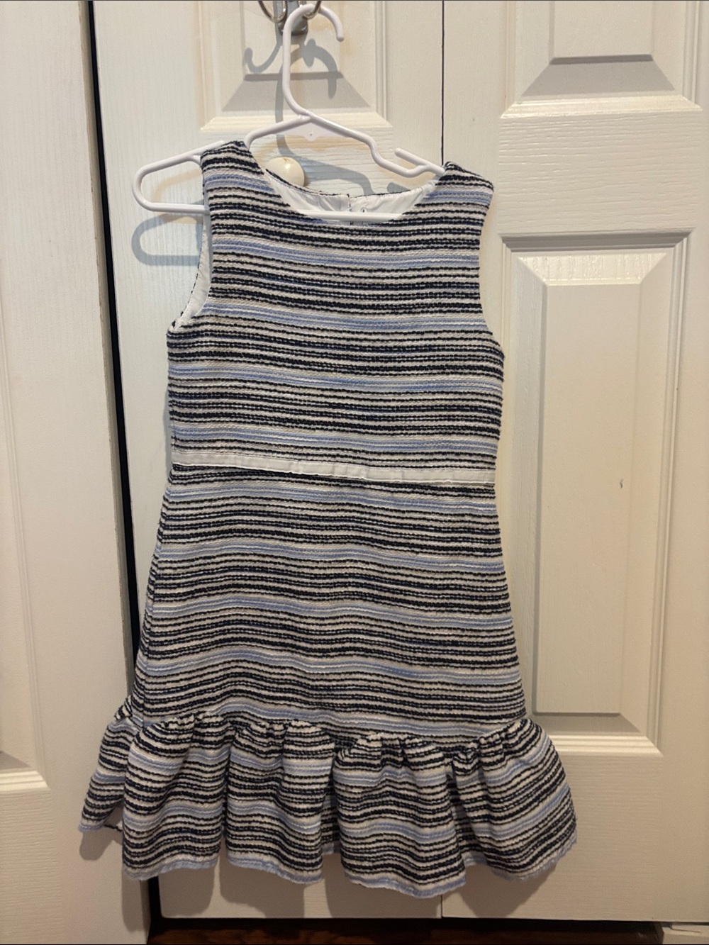 Janie and Jack Navy and White Striped Ruffle-Hem Sleeveless Dress